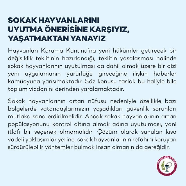 Türk Eczacıları Birliği: Sokak Hayvanlarını Uyutma Önerisine Karşıyız, Yaşatmaktan Yanayız
