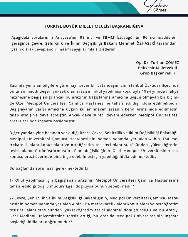 Balıkesir'de Sağlık Bakanı'nın Hastanesine Okul Yapılacak İddiaları