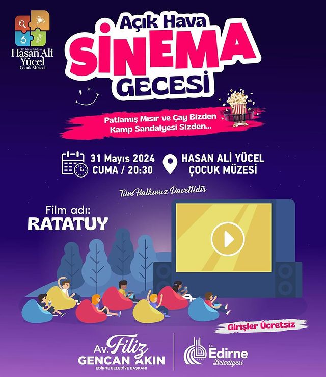 Edirne Belediyesi, Çocuklara Özel Açık Hava Sinema Gecesi Düzenliyor