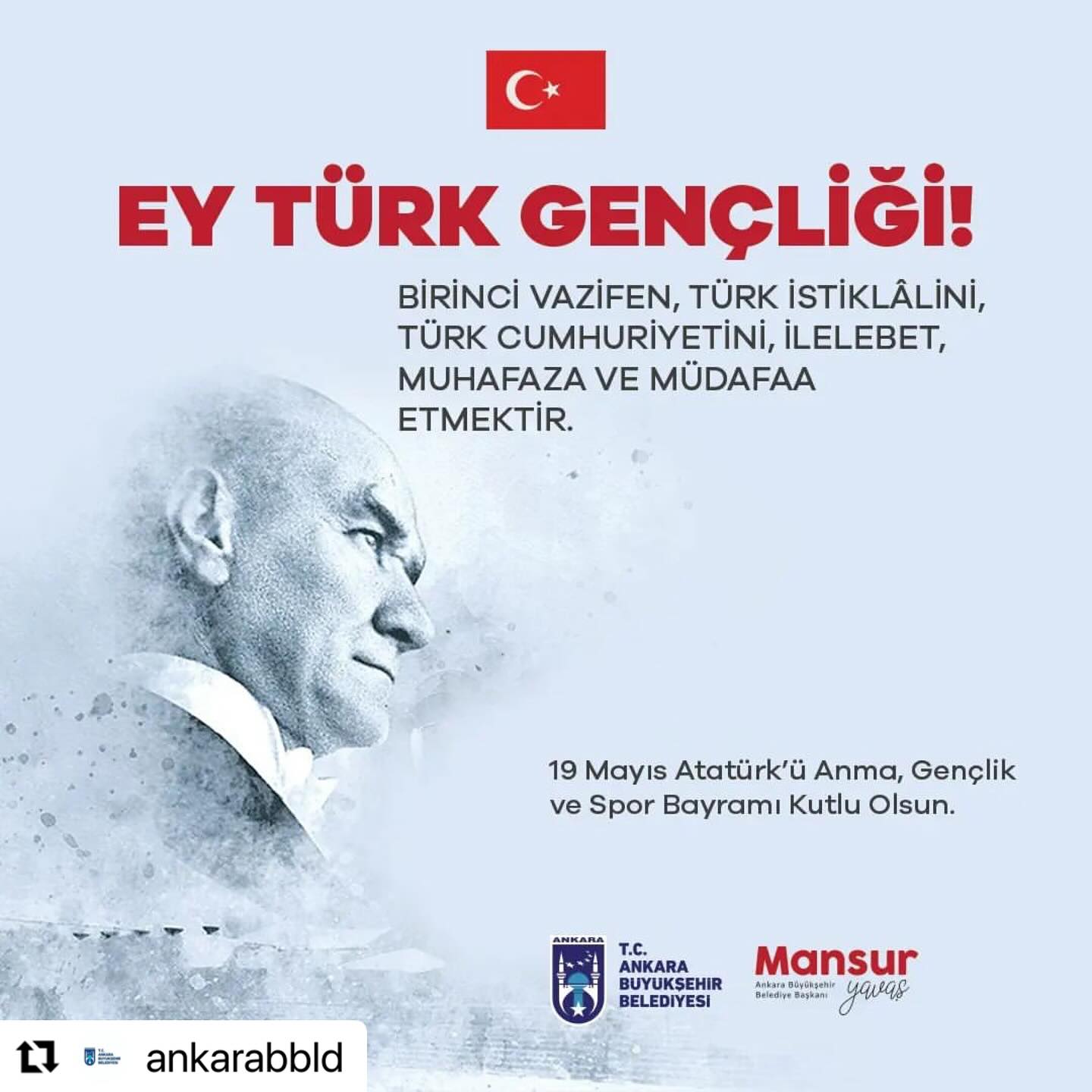 Ankara Büyükşehir Belediyesi, Gençlerle Birlikte 19 Mayıs Atatürk’ü Anma Bayramını Kutladı