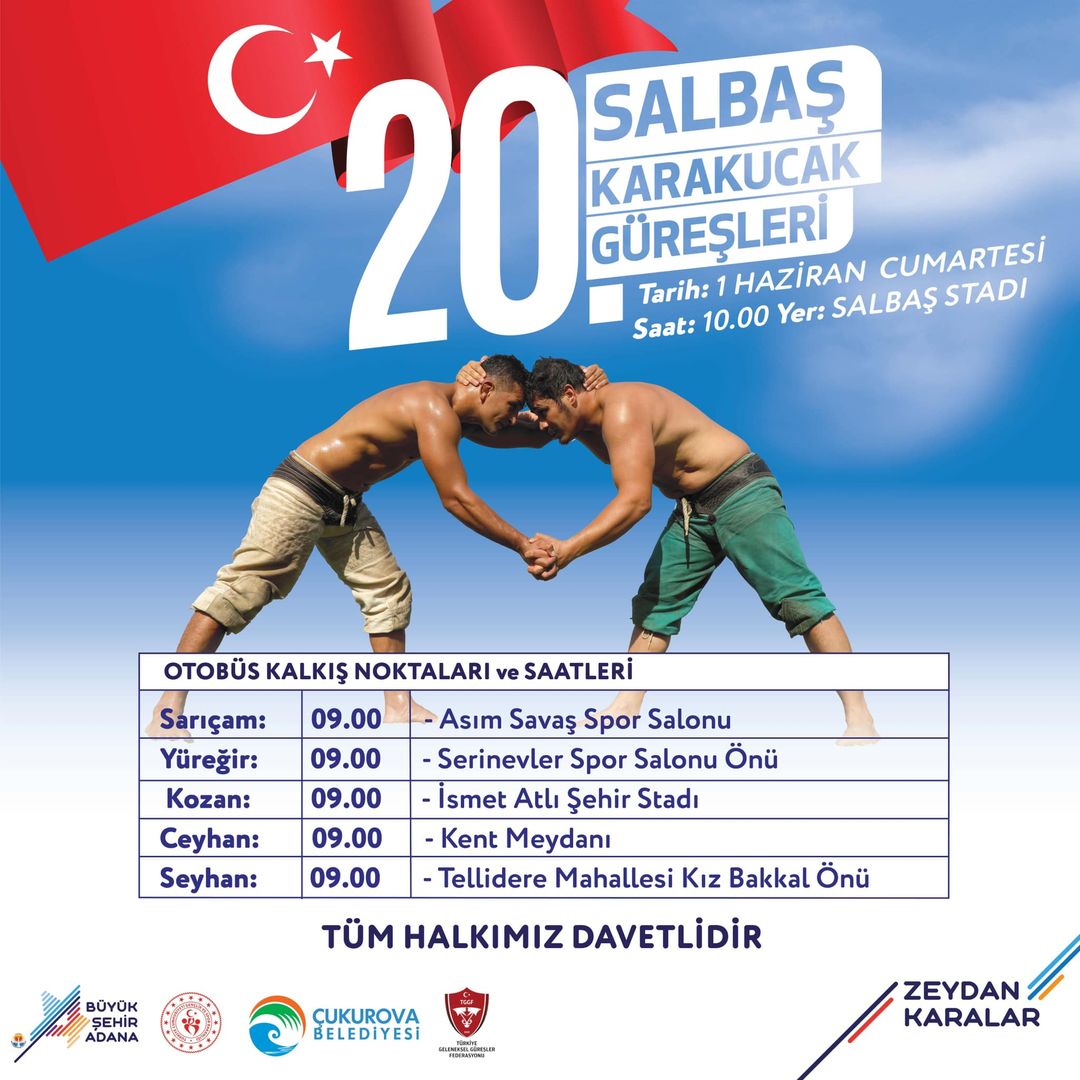 Adana Büyükşehir Belediyesi 20. Salbaş Karakucak Güreşleri İçin Ücretsiz Ulaşım Sağlıyor